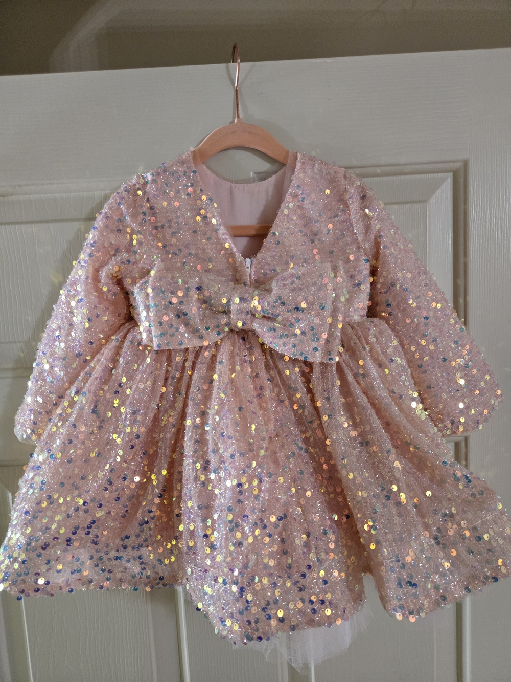 Sequin Bow Pink Girls Party Dress Size 2T